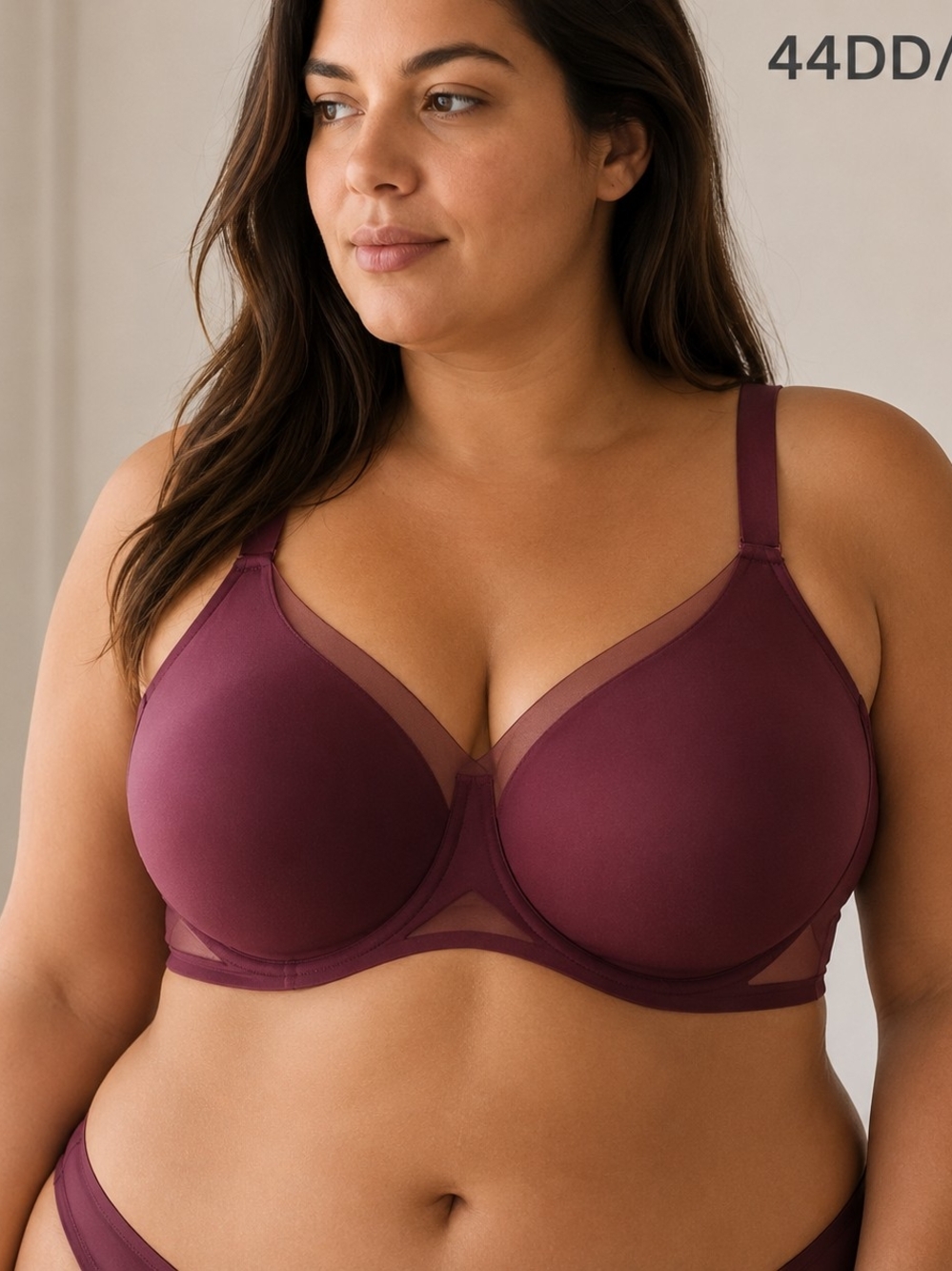 Honeylove CrossOver Wirefree Bra 44DD/DDD Burgundy Smoothing Wireless Support